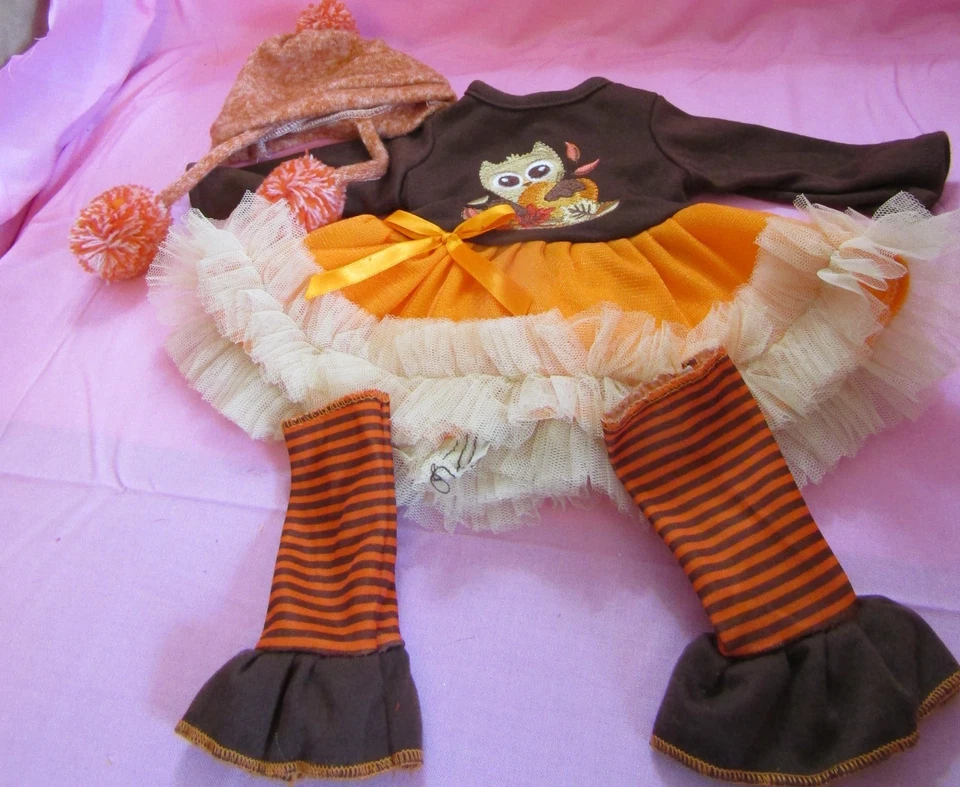 Conjunto de vestido de búho se adapta a muñeca niña 18 pulgadas vendedor de ropa lsful Foto 1 de 1