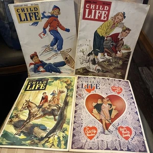 Vintage 1942 & 1943 Child Life Magazines - Four Issues - Picture 1 of 24