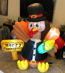 Thanksgiving 5FT Inflatable Yard Decoration Turkey Blow Up for Indoor Outdoor - Picture 1 of 8