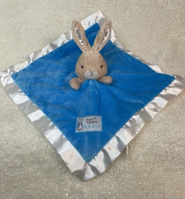 Peter Rabbit Good Little Bunny 缎面边缘婴儿安全毯 Lovey 蓝色 — 第 1/4 张图片