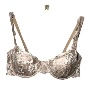 36D Vintage Victorias Secret Bra Sexy Lace Underwire Y2K Croquette Champagne Y2K - Picture 1 of 6