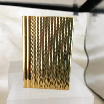 S.T. Dupont Gatsby Wheat Pattern Gold Lighter Cigars Lighter New In Box - Immagine 1 di 4