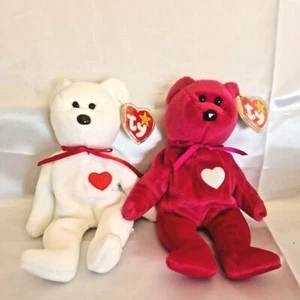 TY Beanie Baby Babies Lot, Valentino & Valentina Bears Retired 94/98 NWT Errors - Picture 1 of 9