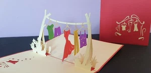 Washing Line In 3D Pop Up Card. For All Occasions.  - Picture 1 of 10