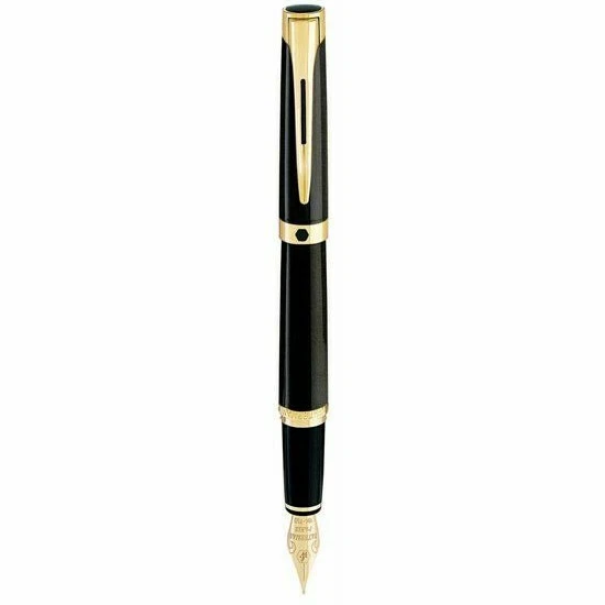 Pluma Estilográfica Waterman Letalon Laca Negra y Oro 18K Oro M Pt En Caja Como Nueva * Foto 1 de 1