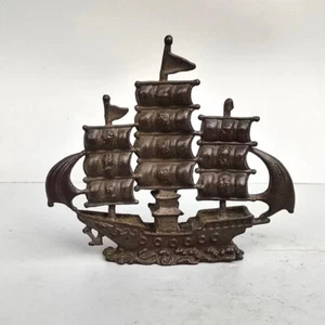 Rare Chinese Old Antique Copper Sailboat Dragon-Boat Statue “一帆风顺” Netsuke - Picture 1 of 6