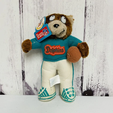 Vintage Miami Dolphins Plush Teddy Bear 8” Good Stuff 1992 Football Cover