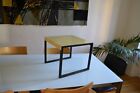 80s POSTMODERN METAL YELLOW LACQUER WOOD SOFA TIP SIDE TABLE