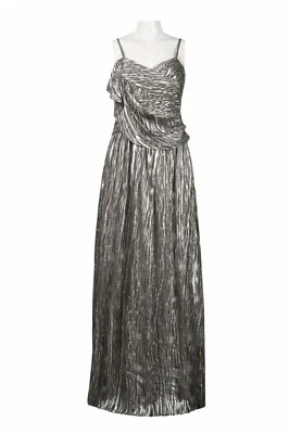 Vestido de Noche Decode 1.8 Plisado Seda Gasa Talla 16 Metálico Plateado Nuevo con Etiquetas $359 Foto 1 de 2