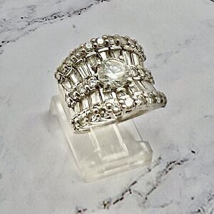 Sterling Silver 925 CZ Band Ring Size 4 1/2 ROSS SIMONS 9g