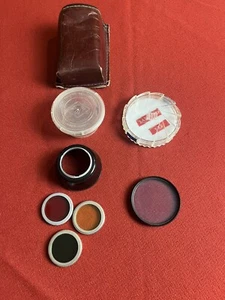 Vintage Camera Lens Lot Hoya 52mm Agfa 32mm Color Lenses Leather Pouch - Picture 1 of 8
