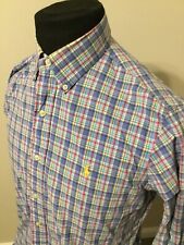 Ralph Lauren Shirt Mens Small Blue Red Plaid Oxford Long Sleeve Button NWOT