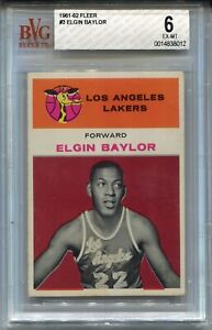 1961 Fleer Basketball #3 Elgin Baylor Rookie Card Graded BVG 6 Ex MINT Centered