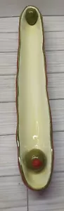 Bella Casa GANZ Large Olive Boat Tray Ceramic Green and Yellow 16.5” x 2.5” x2” - Picture 1 of 14