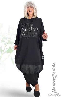 LAGENLOOK Shirt Pullover Ballon-Kleid schwarz 44 46 48 50 52 54 56 XL-XXL-XXXL - Bild 1 von 4