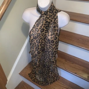 Gorgeous J CREW Sheer Cheetah Leopard Print Jungle Wild Scarf nwot ๐187 - Picture 1 of 5