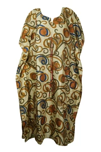 Womens Maxi Kaftan Dress Printed Cover Ups Recycled Sari Bikini Resort Caftan 2X