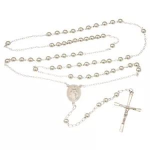 Sterling silver Rosary Beads with Miraculous Medal Junction in gift box - Picture 1 of 4