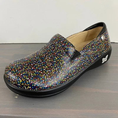 Женские кожаные сабо Alegria Keli Pro размер США 8-8,5 радужные конфетти богемные туфли для медсестер - Изображение 1 из 4