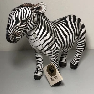 Stuffed Zebra Animal Figurine Vintage 1990 Cotton Cloth Determined Productions - Picture 1 of 12