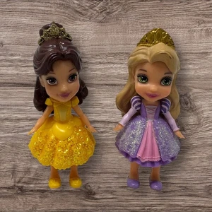 Disney Princess Belle & Raperonzolo 3,5" mini bambola plastica figura/cake topper - Foto 1 di 6