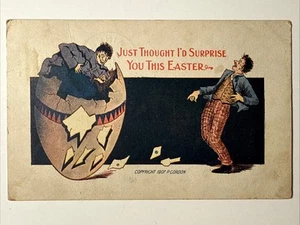 Tarjeta de Pascua Creepy Mountain Grove MO 1908 07 Huevo Hombre Sorpresa Postal de Colección - Imagen 1 de 17