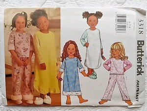 Butterick Girls Age 6-7-8 nighties and pajamas Sewing Pattern 3318 - Picture 1 of 10
