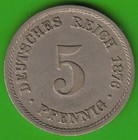 Münze Kaiserreich 5 Pfennig 1876 B knapp vz hübsch nswleipzig