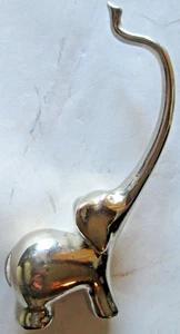 VERCHROMTER METALLGUSS ELEFANT FIGUR RING HALTER, 4 1/2" X 2" X 1", GEBRAUCHT - Bild 1 von 5