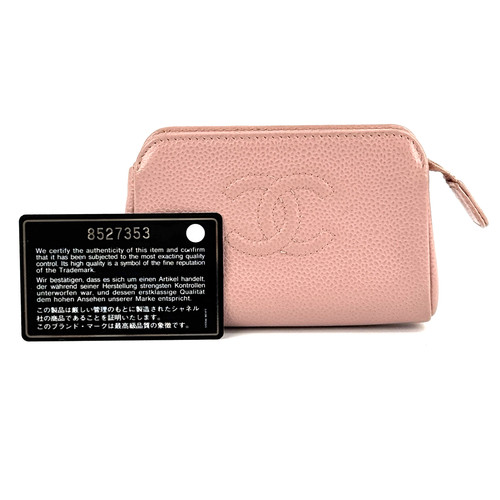 CHANEL Mini Pochette Cosmetica Pelle di Vitello Cavior Pelle Rosa Autentica