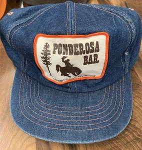 Parche vintage Ponderosa Bar Rock Springs Wyoming Denim SNAPBACK TRUCKER SOMBRERO AÑOS 80’s - Imagen 1 de 6