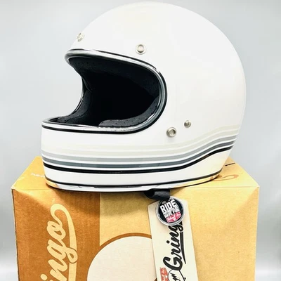 Casco Biltwell Gringo LE Spectrum Blanco Brillante XL Con Rayas Retro De Colección DOT Foto 1 de 4