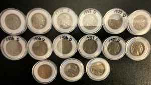 Lot 15 Büffelnickel 1929-1937 S/D/&P Prägestätten lesbare Daten Top Zustand - Bild 1 von 13