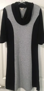 HAANI SCHWARZ GRAU STRICK WASSERFALLAUSSCHNITT 3/4 ARM PULLOVER KLEID - P/L - Bild 1 von 5