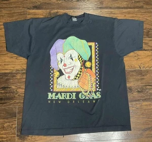 Camiseta De Colección Años 90 Nueva Orleans Adulto XL Negra Gráfica Mardi Gras Hecha en EE. UU. - Imagen 1 de 3