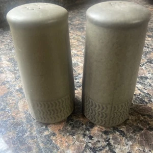 Vintage Denby Camelot dunkelgrün Chevron Salz & Pfeffer Set Made in England - Bild 1 von 7