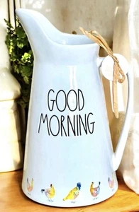 Rae Dunn Artisan Collection GOOD MORNING Large Pitcher With Chickens NWT - Picture 1 of 5