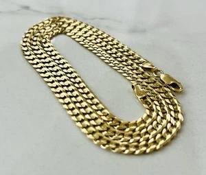 14K Yellow Gold Flat Curb Chain 22” 18.13 Grams 4.5mm Made In Italy - Picture 1 of 15