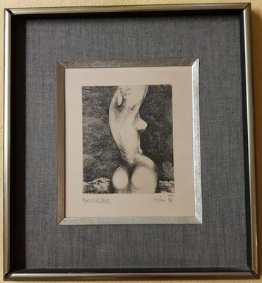 Richard Matouschek, Original Radierung, Stehender weiblicher Akt, signiert - Bild 1 von 4