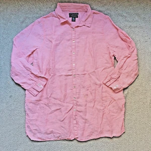 TAHARI Leinen Shirt Damen Übergröße 2X Rosa Küste Tunika Freizeit Komfort - Bild 1 von 10