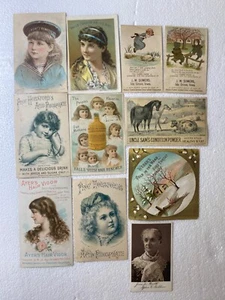 11 Antique Victorian Trade Card Lot Hunts, JW Somers, Uncle Sam’s, Ayer’s - Picture 1 of 11