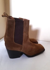 MNG Stiefeletten braun Wildleder Blockabsatz eckige Zehenpartie 39 UK 6 sehr guter Zustand - Bild 1 von 9