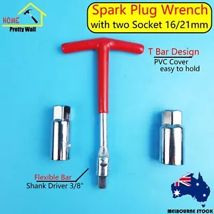T Bar Spark Plug Wrench Socket 16 21 mm Flexible Driver Auto Hand Tools Work DIY - Picture 1 of 3