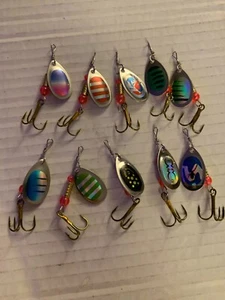 (10) Spinning Lures Metal Spoons Beads - Picture 1 of 3