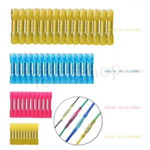 100/50Pcs Heat Shrink Butt Electrical Wire Crimp Connectors Waterproof Terminals - Picture 1 of 18
