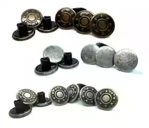 Jeans Buttons No Sew Hammer On Denim Alloy Replacement Trousers Fasteners UK - Picture 1 of 11