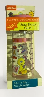 🍼Vintage Playtex Nurser Holder 8 oz Sesame Street Design Latex Flat Nipple Pink - Image 1 of 4