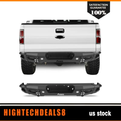 Rear Bumper Texured For 2009 2010 2011-2014 Ford F-150 with D-ring & Winch Plate Foto 1 de 4