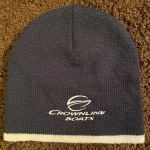 Crownline Boats Knit Hat Outdoor Fishing Beanie Winter Boating Blue Cap EUC - Picture 1 of 5