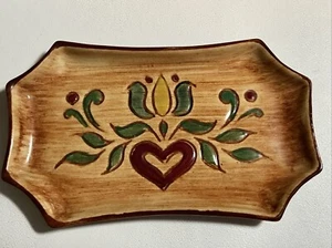 Pennsbury Pottery Heart And Tulip Trinket / Ashtray Amish Made Hand Painted USA - Picture 1 of 2